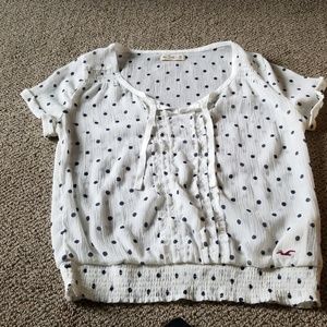 Blue and white polka dot Hollister blouse